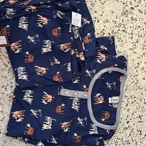 Navy Blue Pajamas with Animal Print